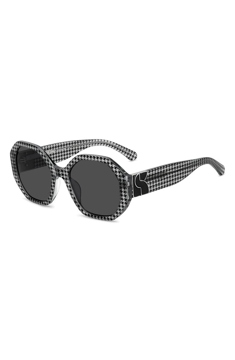 Kate Spade New York flynnie 54mm geometric sunglasses, Alternate, color, Black Pattern Grey/ Grey