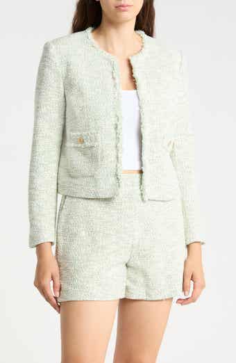 Berry Bouclé Collarless Jacket