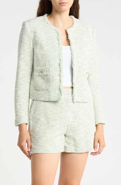 Berry Bouclé Collarless Jacket
