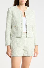 JMCLAUGHLIN Berry Bouclé Collarless Jacket
