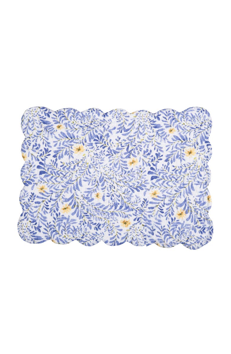 C&F Home Lovely Blues Scalloped Quilted Placemats Set of 6 Floral Design, 13" x 19", Alternate, color, Yellow