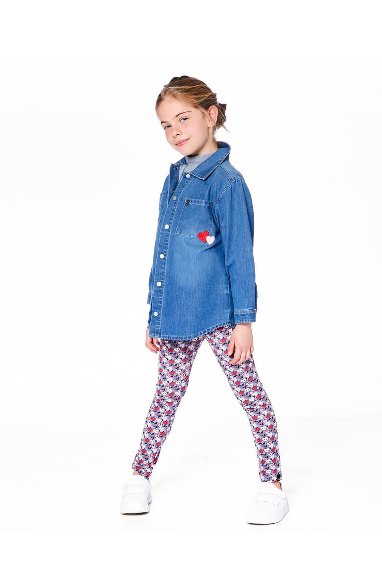 Deux par Deux Denim Shirt with Patch Pockets and Apple Patch, Main, color, Light Blue Denim