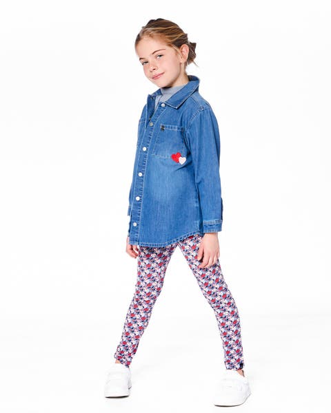 Denim Shirt with Patch Pockets and Apple Patch (Little Kid & Big Kid)