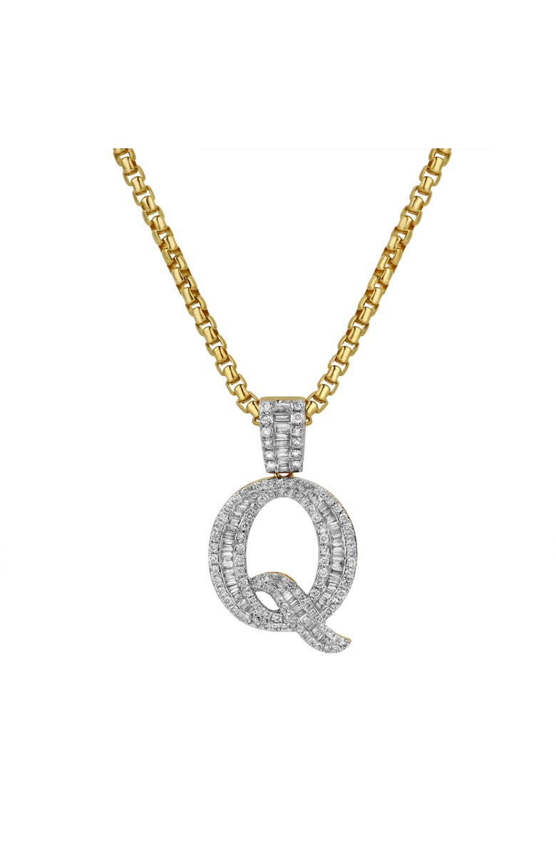 LuvMyJewelry Q Initial Diamond Pendant 10K Yellow Gold - 1 Carat, Main, color, 