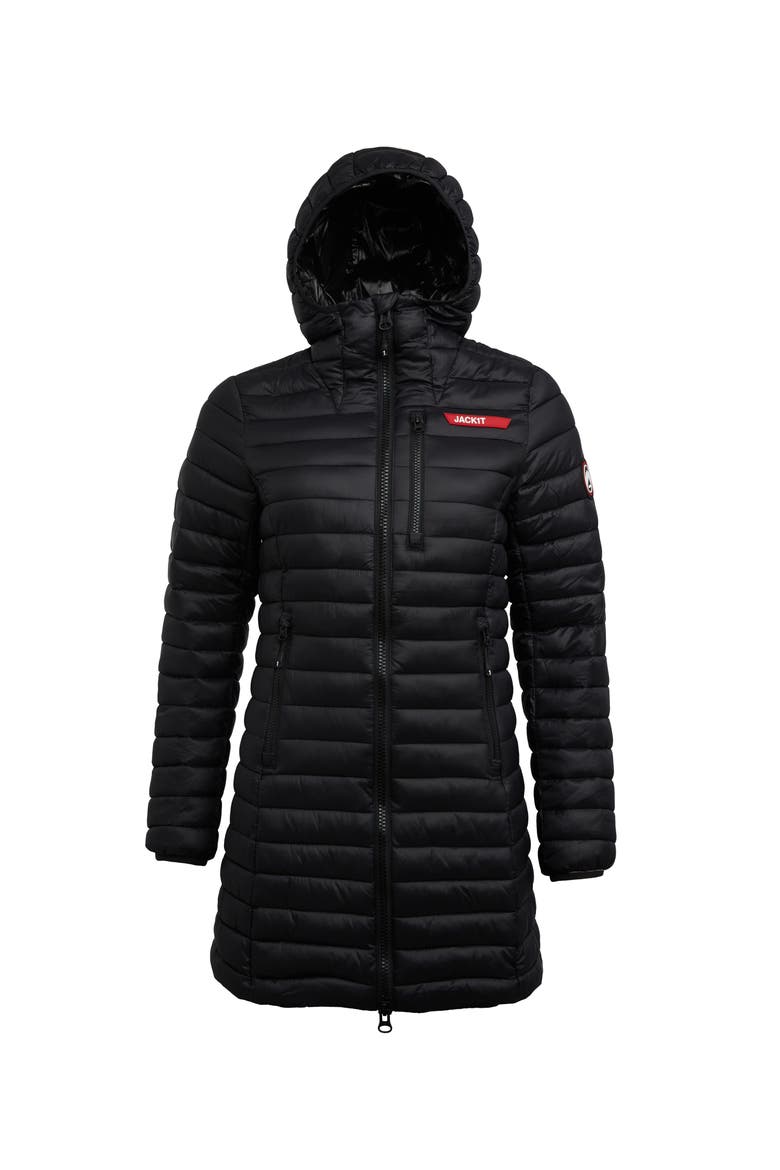 Satell1Te Longline Hooded Jacket, Alternate, color, BLACK