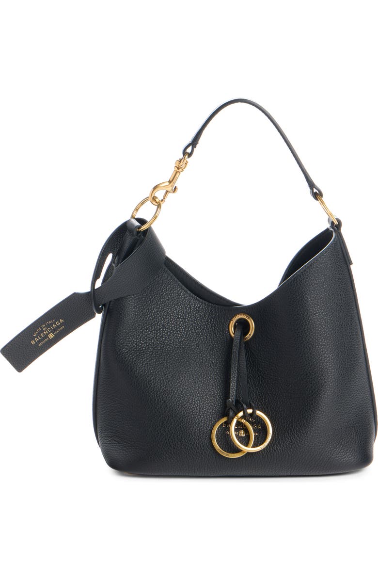 Balenciaga Small Carrie Grained Leather Hobo Bag, Main, color, 1000 Black