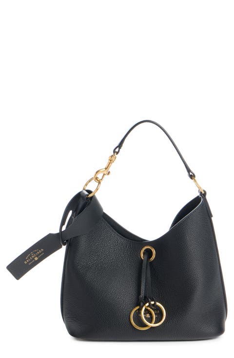 Small Carrie Grained Leather Hobo Bag