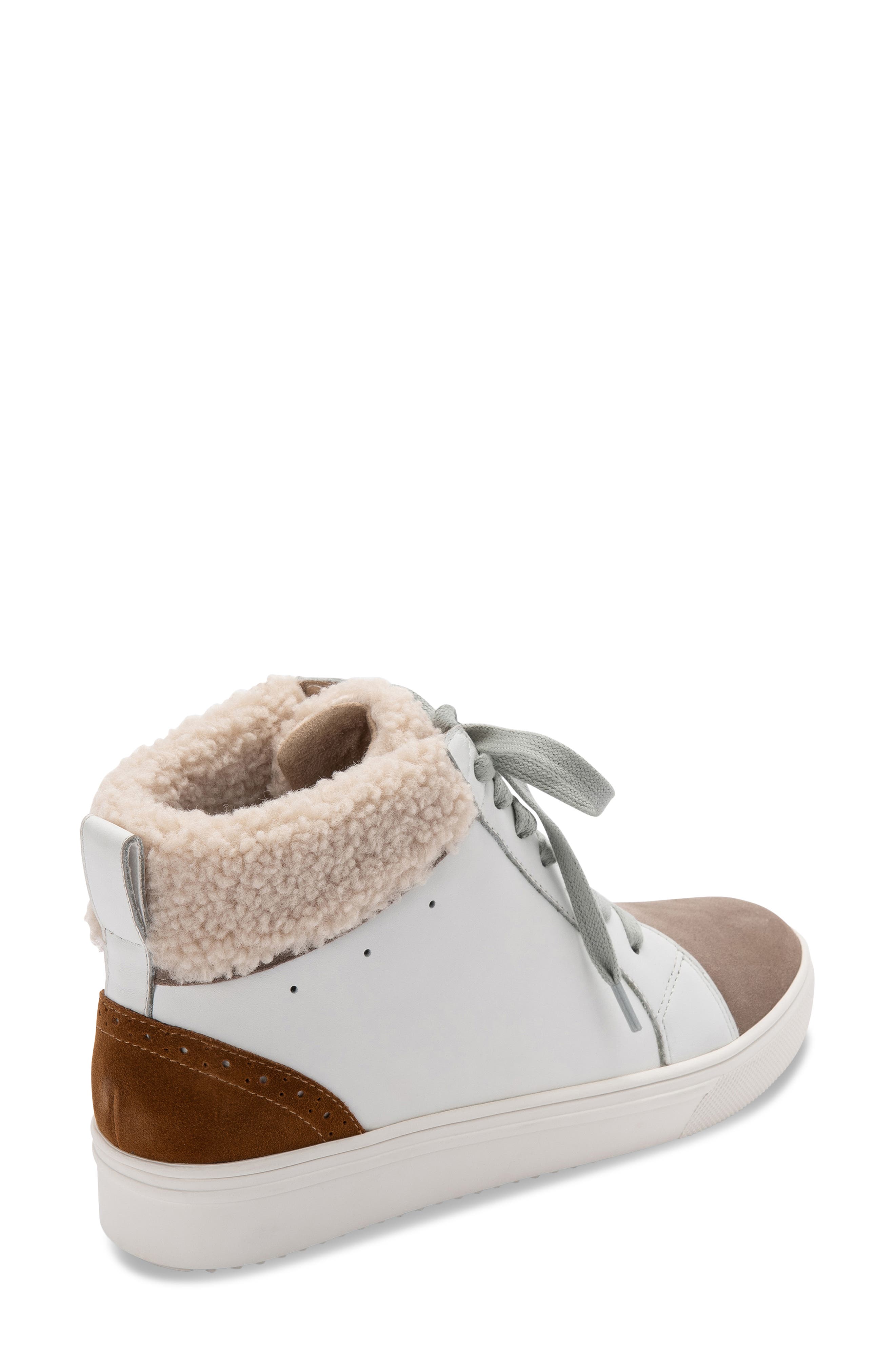 Gulia Waterproof Faux Fur Mid Sneaker, Alternate, color, WHITE LEATHER