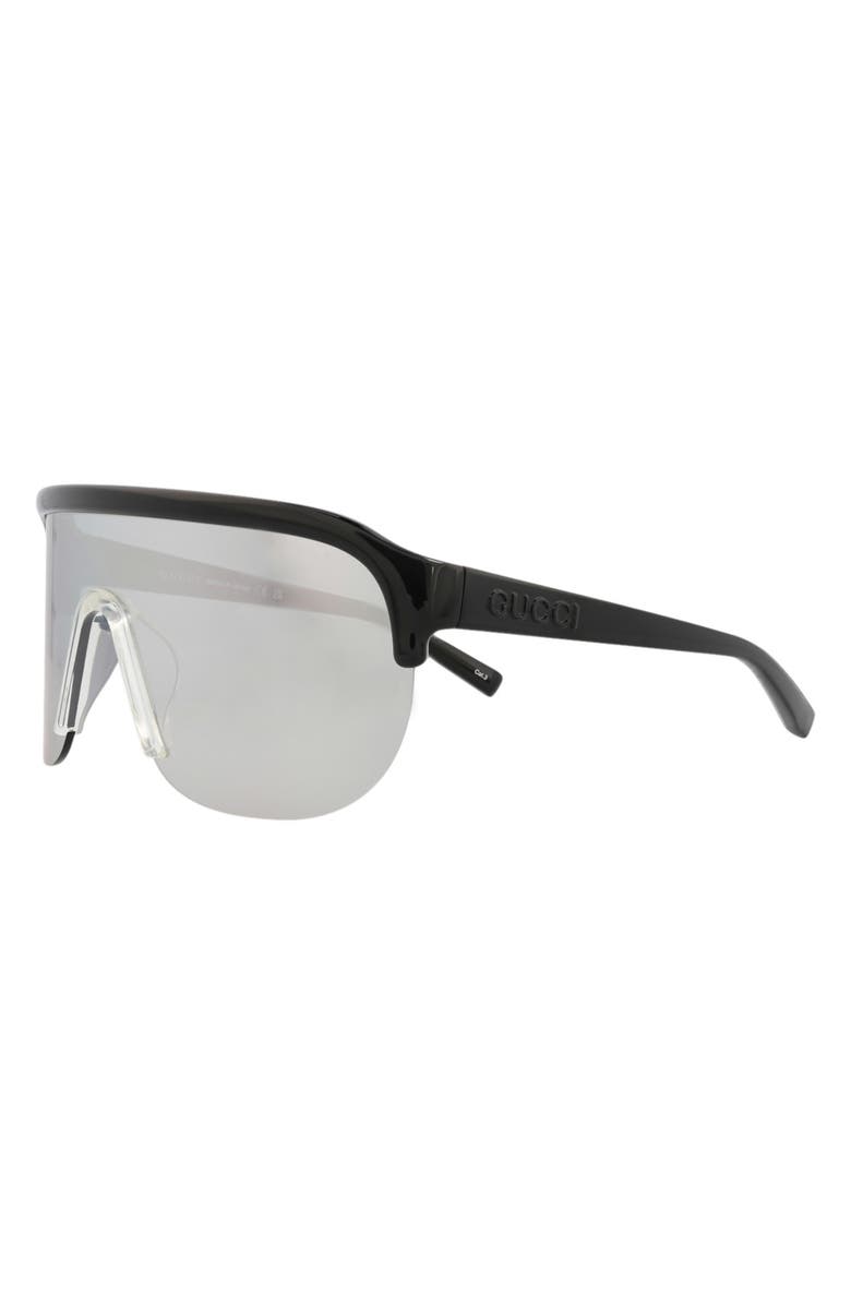 Gucci 99mm Shield Sunglasses, Alternate, color, Black Black Silver