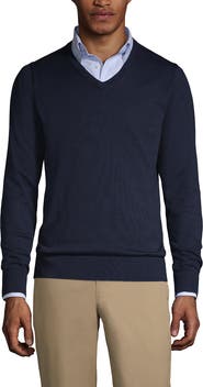 Lands' End School Uniform  Cotton Modal Fine Gauge V-neck Sweater