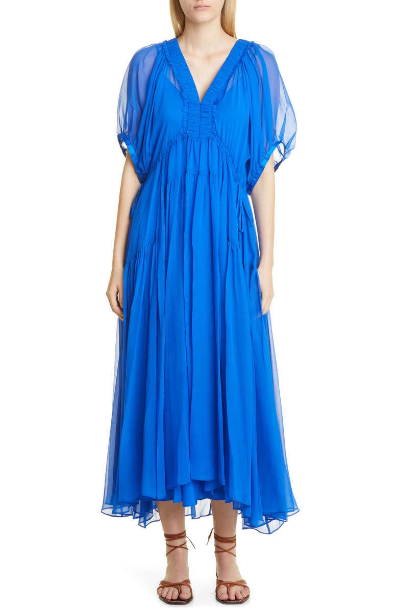 La Ligne Shirred V-Neck Dress, Alternate, color, 