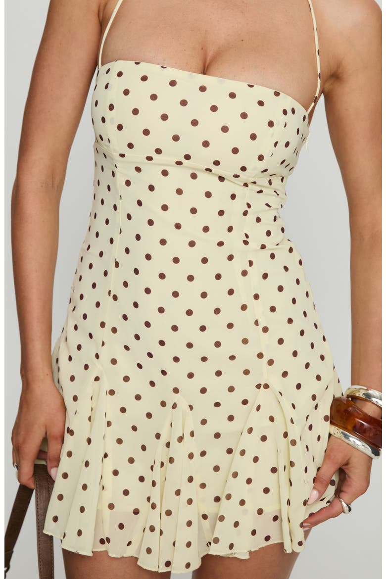 Delamere Dot Halter Minidress, Alternate, color, YELLOW/ BROWNPOLKADOT