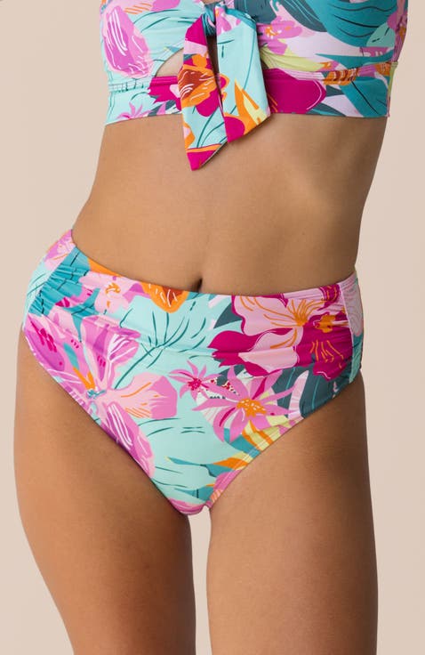 High Leg Ruched Swim Bottom