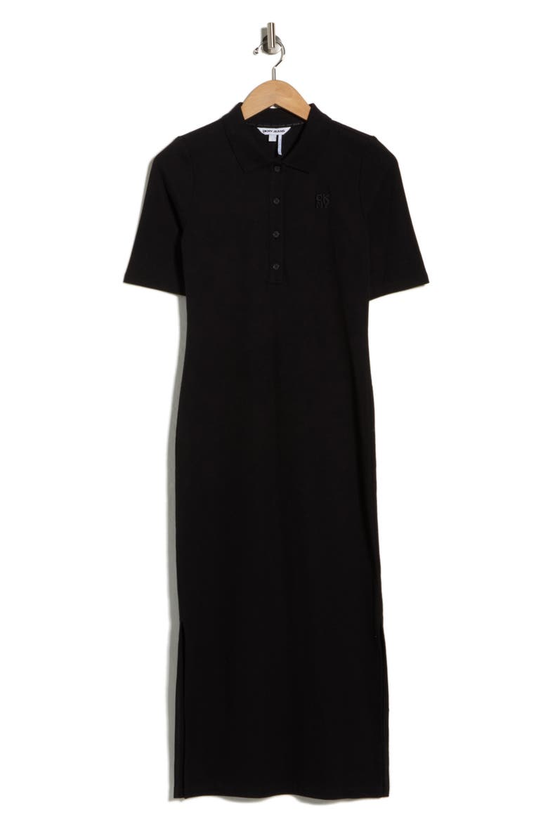 Short Sleeve Polo Dress, Alternate, color, BLACK