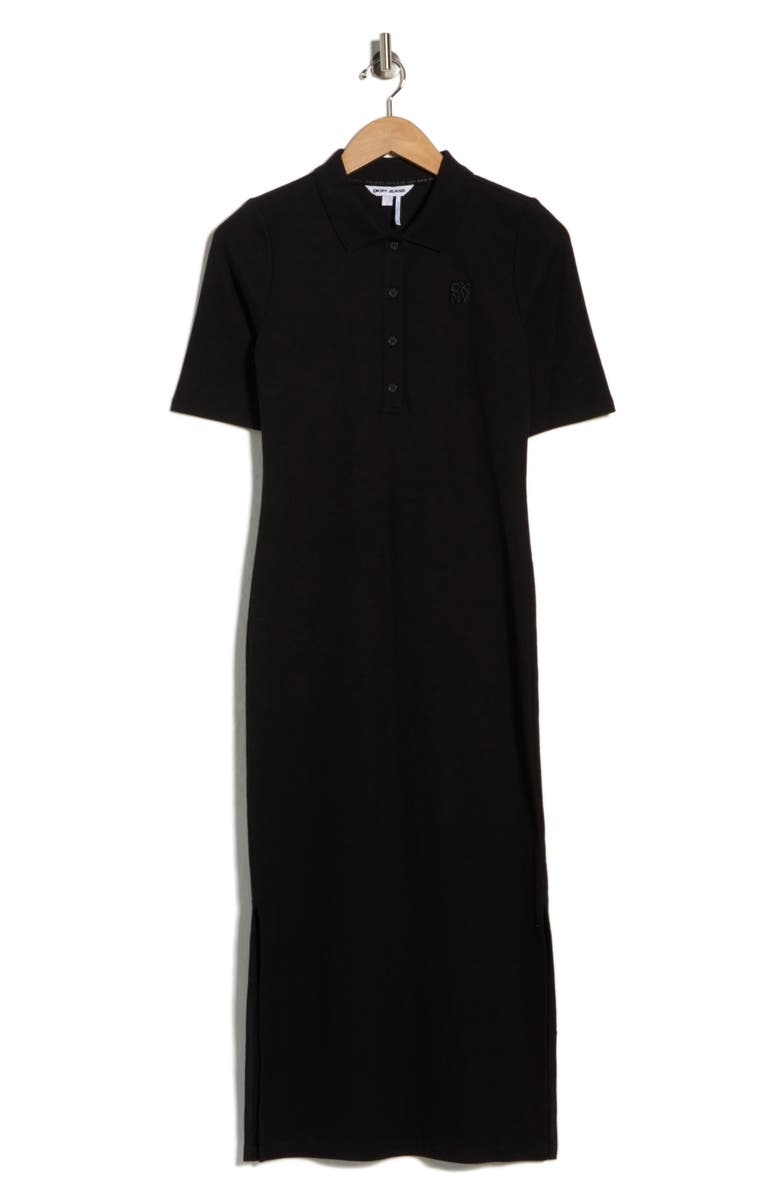 DKNY Jeans Short Sleeve Polo Dress, Main, color, Black