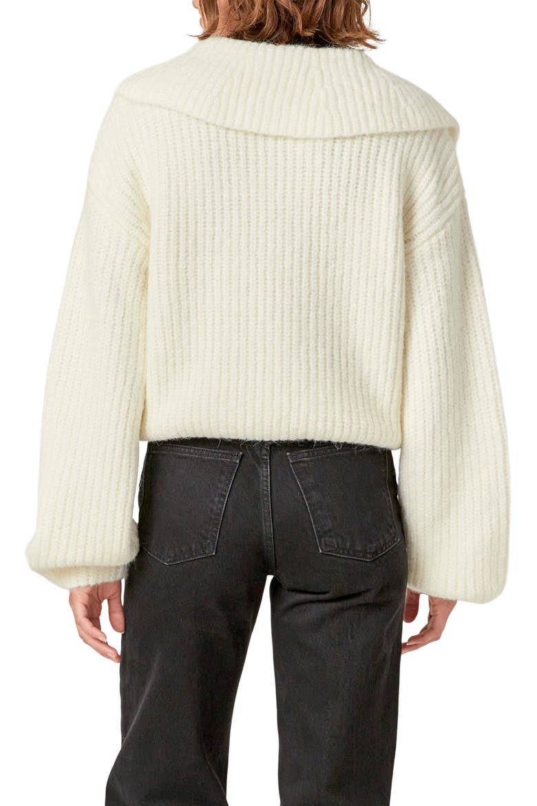 Collar Chunky Sweater, Alternate, color, IVORY