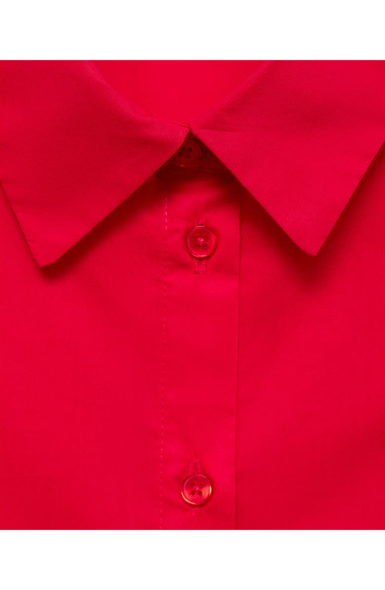 MANGO Openwork Sleeve Button-Up Shirt, Alternate, color, Red