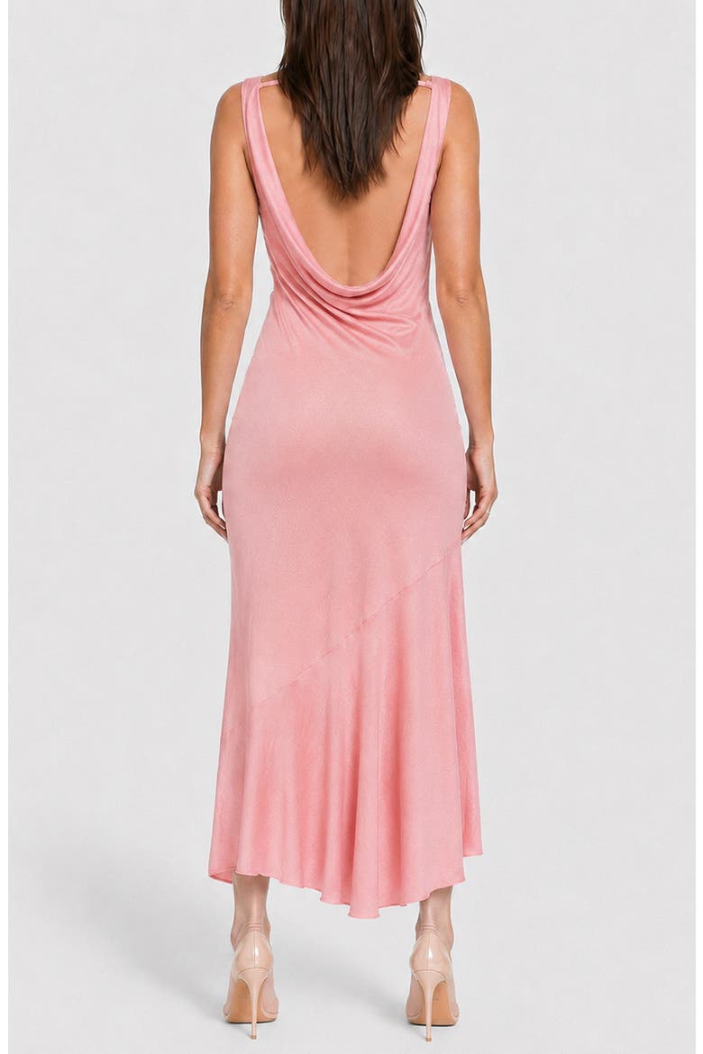 Cowl Neck Sleeveless Satin Midi Dress, Alternate, color, ROSE