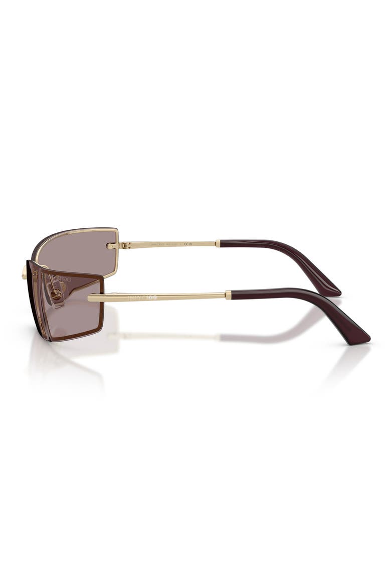 73mm Rectangular Sunglasses, Alternate, color, PALE GOLD / LIGHT PURPLE BROWN