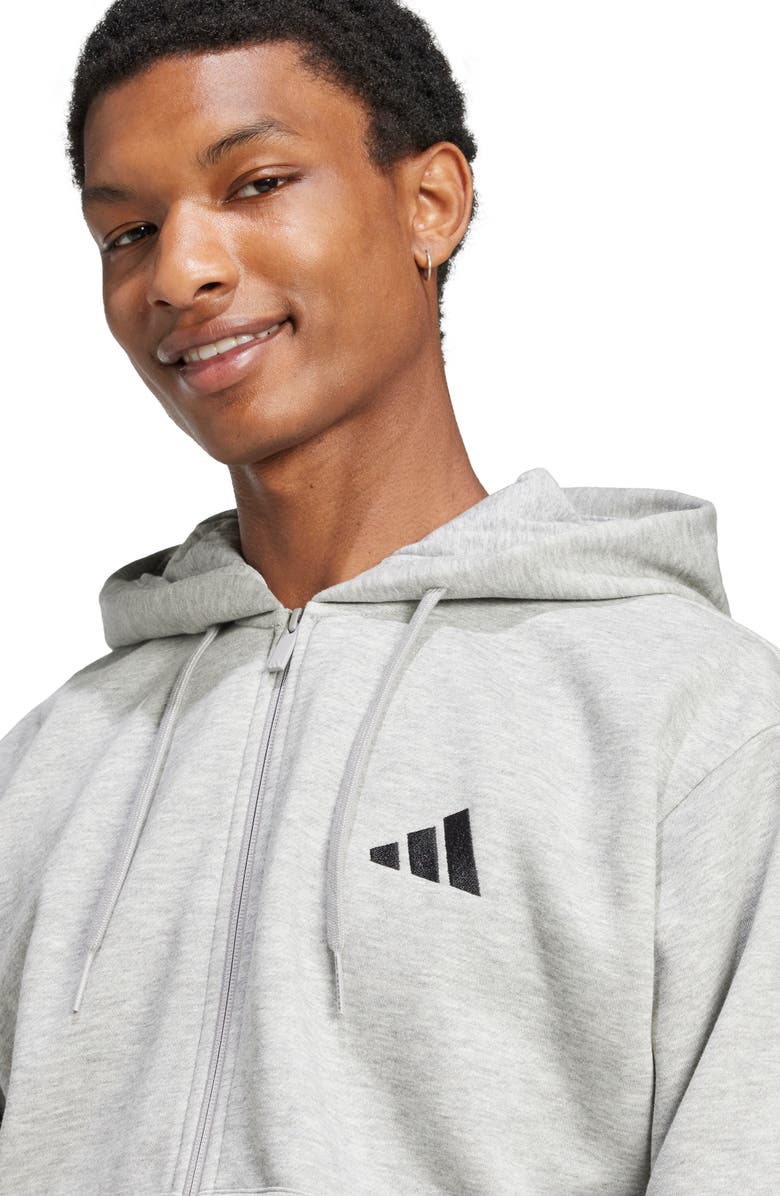 adidas Essential 3-Stripes Fleece Hoodie, Alternate, color, Grey Heather/ Black