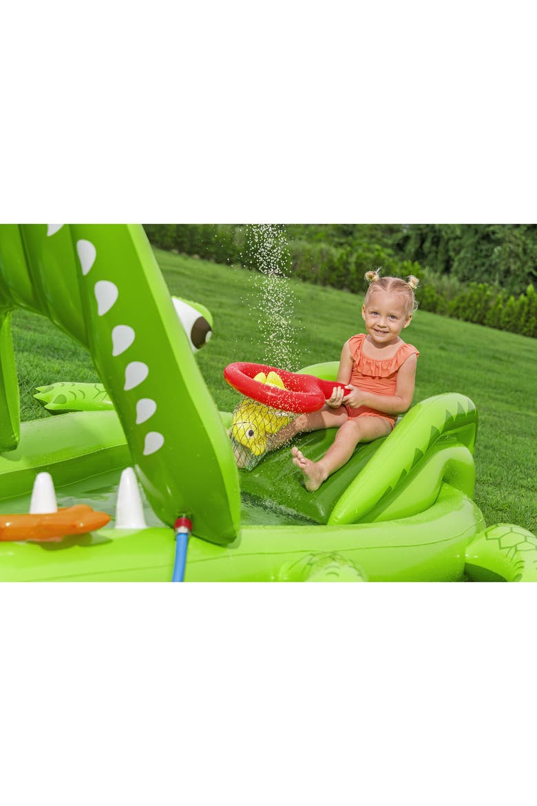 Inflatable Water Play Center & Pool, Later Gator, Alternate, color, Green