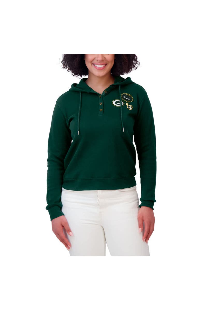 WEAR by Erin Andrews Women's WEAR by Erin Andrews  Green Green Bay Packers Waffle Hoodie Pullover Top, Alternate, color, 