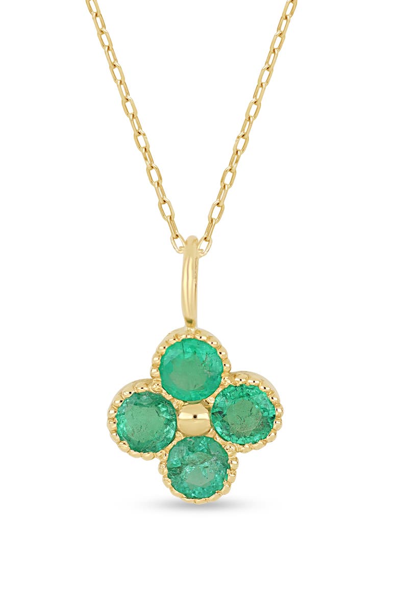 18K Gold El Mar Gemstone Clover Pendant Necklace, Alternate, color, 18K YELLOW GOLD /EMERALD