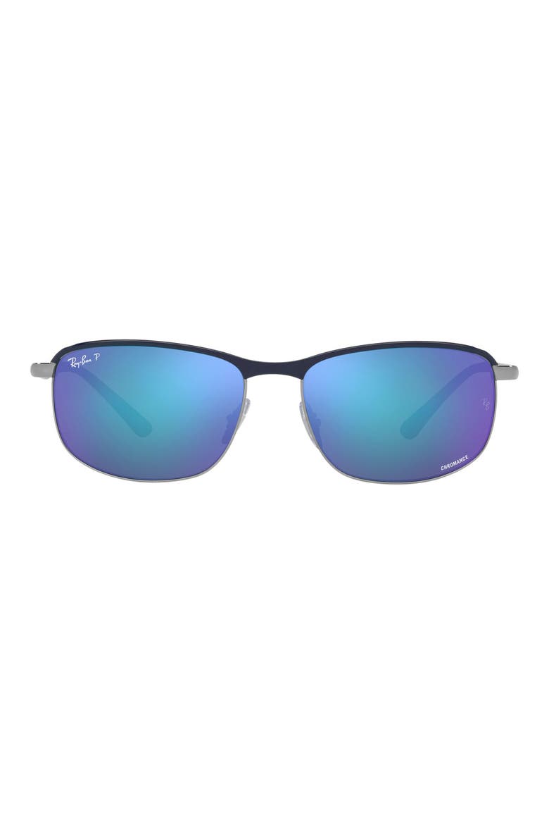 60mm Polarized Browline Sunglasses, Main, color, BLUE GUNMETAL/ POLAR GREYBLUE