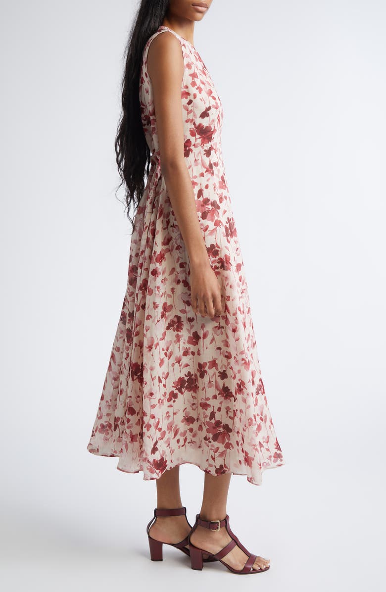 Max Mara Alibi Floral Canvas Midi Dress, Alternate, color, Tangerine
