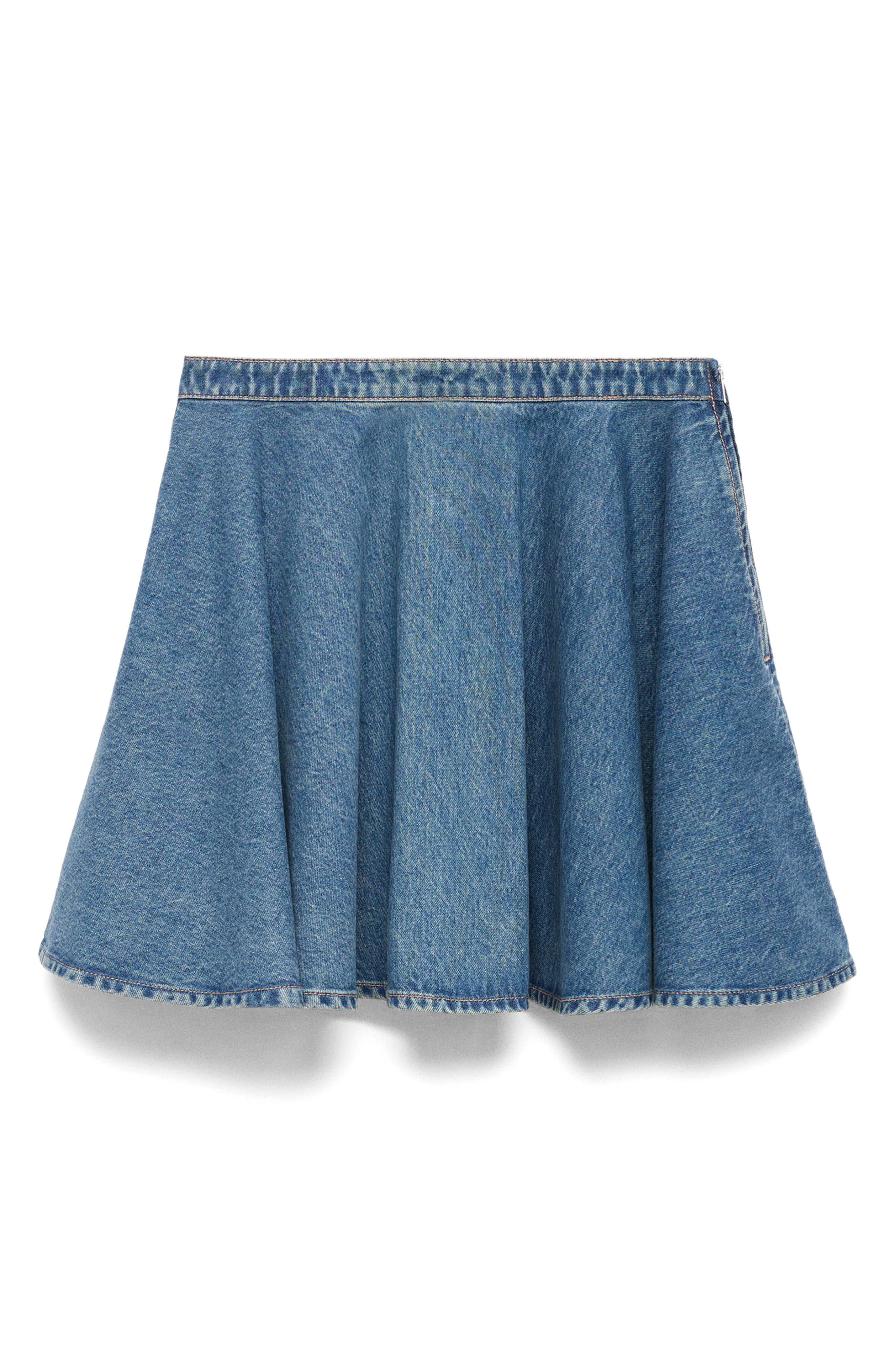 MANGO Pleated Denim Skirt