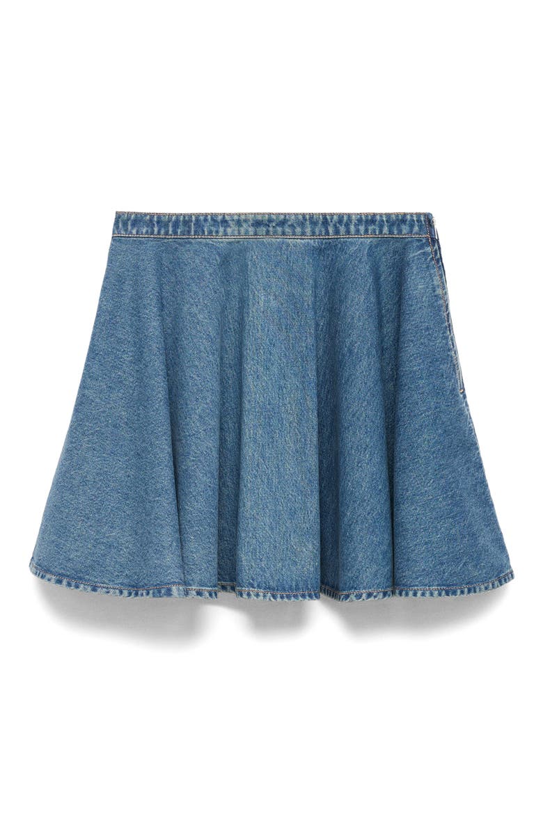 Pleated Denim Skirt, Main, color, MEDIUM BLUE