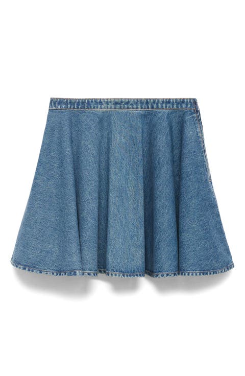 Pleated Denim Skirt
