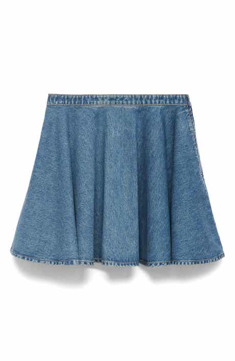 MANGO Pleated Denim Skirt