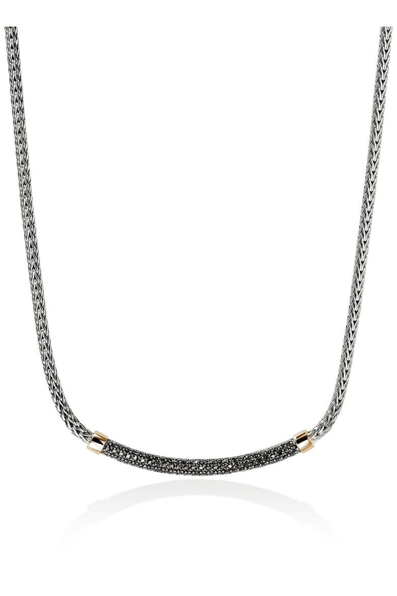 JH Essentials Sapphire Pavé Necklace, Main, color, SILVER/ GOLD/ BLACK SAPPHIRE