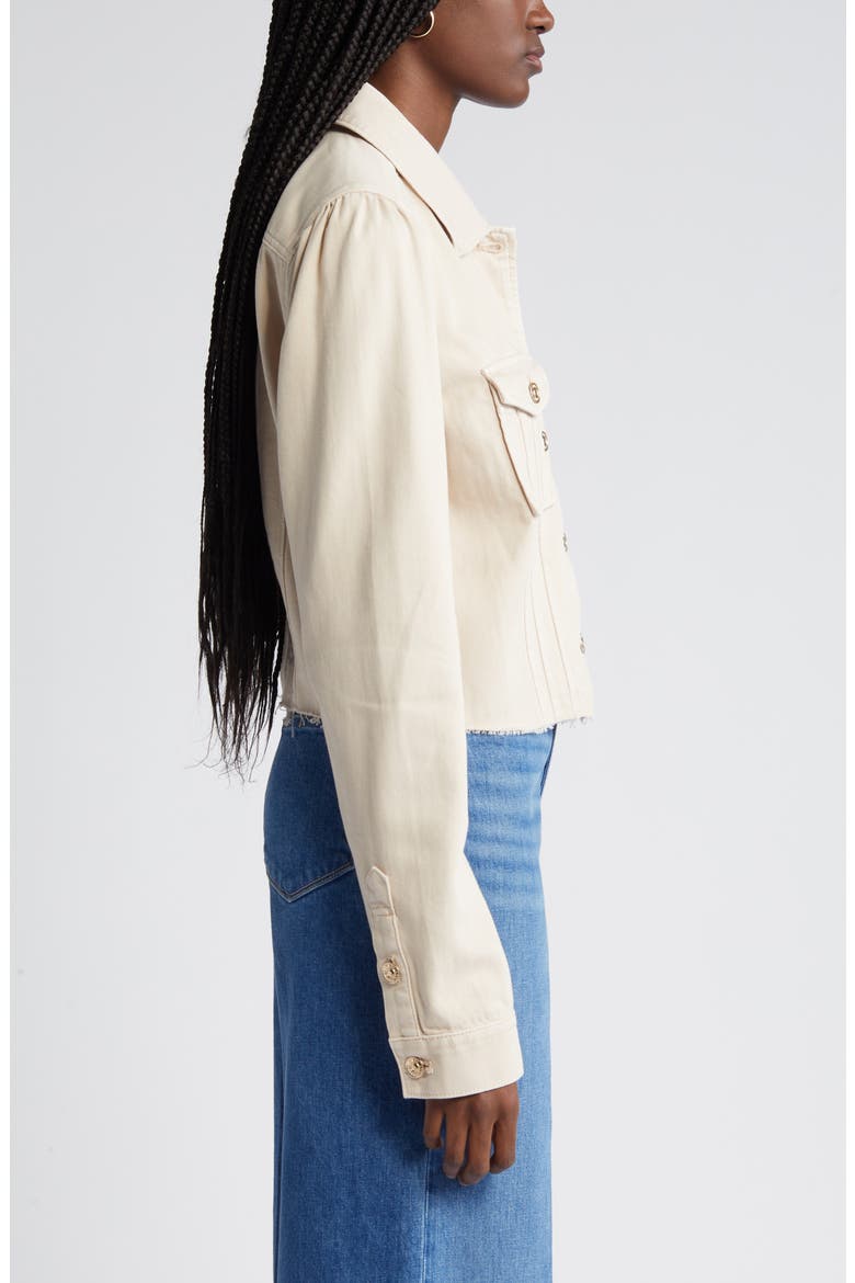 Pacey Raw Hem Crop Twill Jacket, Alternate, color, SOFT BEIGE