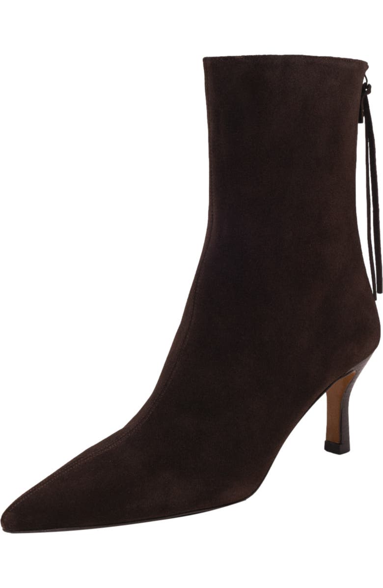 maje Chocolate Brown zipped suede ankle boots, Alternate, color, Dark Brown