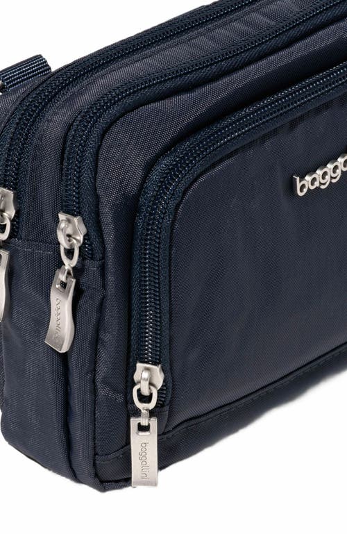 Baggallini Triple Zip Small Convertible Crossbody Bag In French Navy