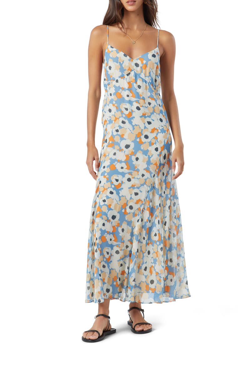 Markus Floral Silk Maxi Dress, Main, color, PERSIMMON BLUE MULTI