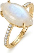 st. Moran Marquise Cut Moonstone & Cubic Zirconia Pavé Ring
