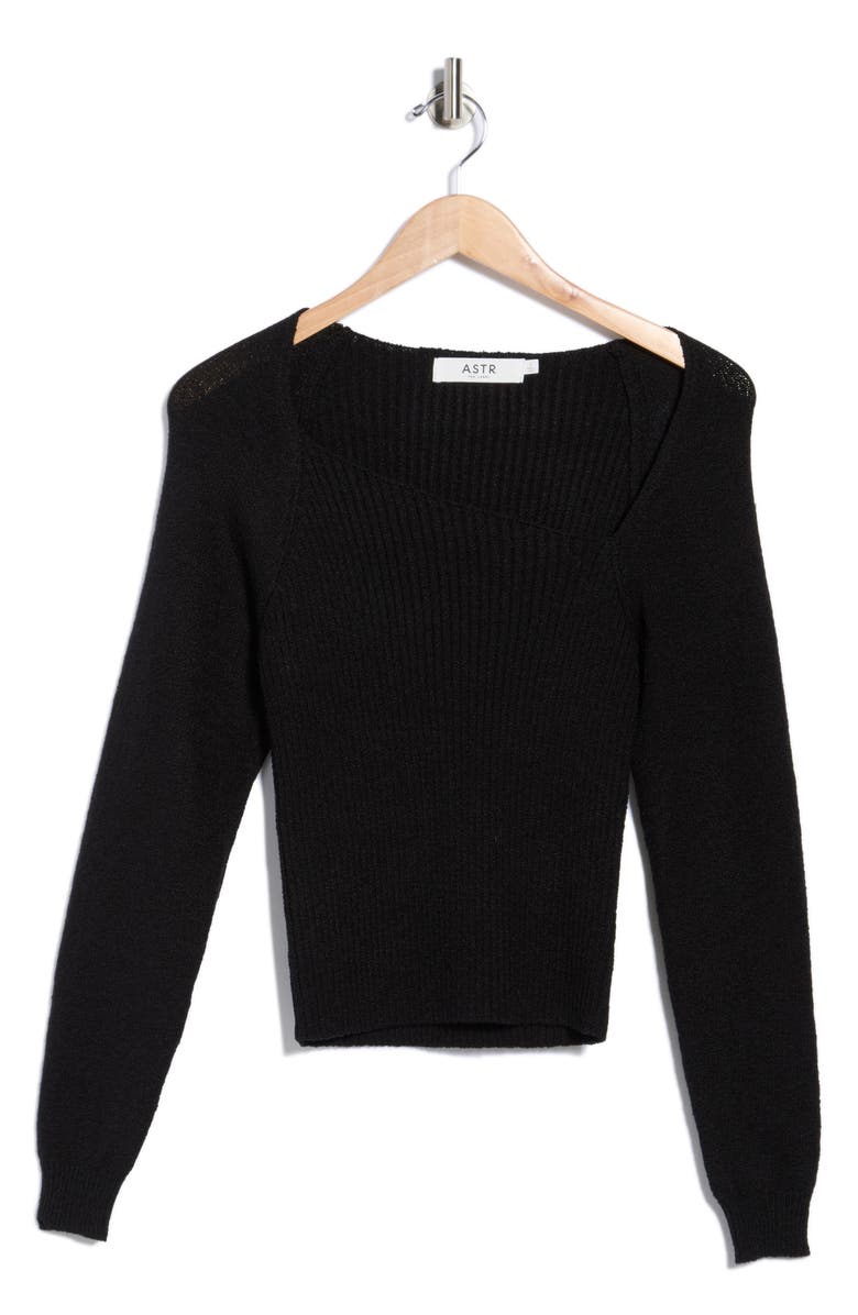 ASTR the Label Asymmetric Neck Sweater, Alternate, color, Black