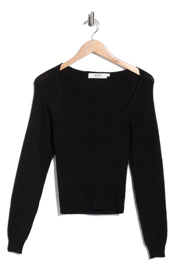 Astr The Label Asymmetric Neck Sweater In Black