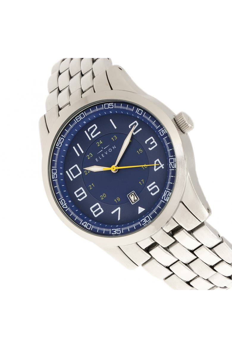 Garrison Bracelet Watch w/Date, Alternate, color, Silver/Blue