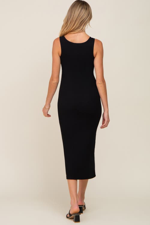 Pinkblush Ribbed Basic Maxi Dress In Black