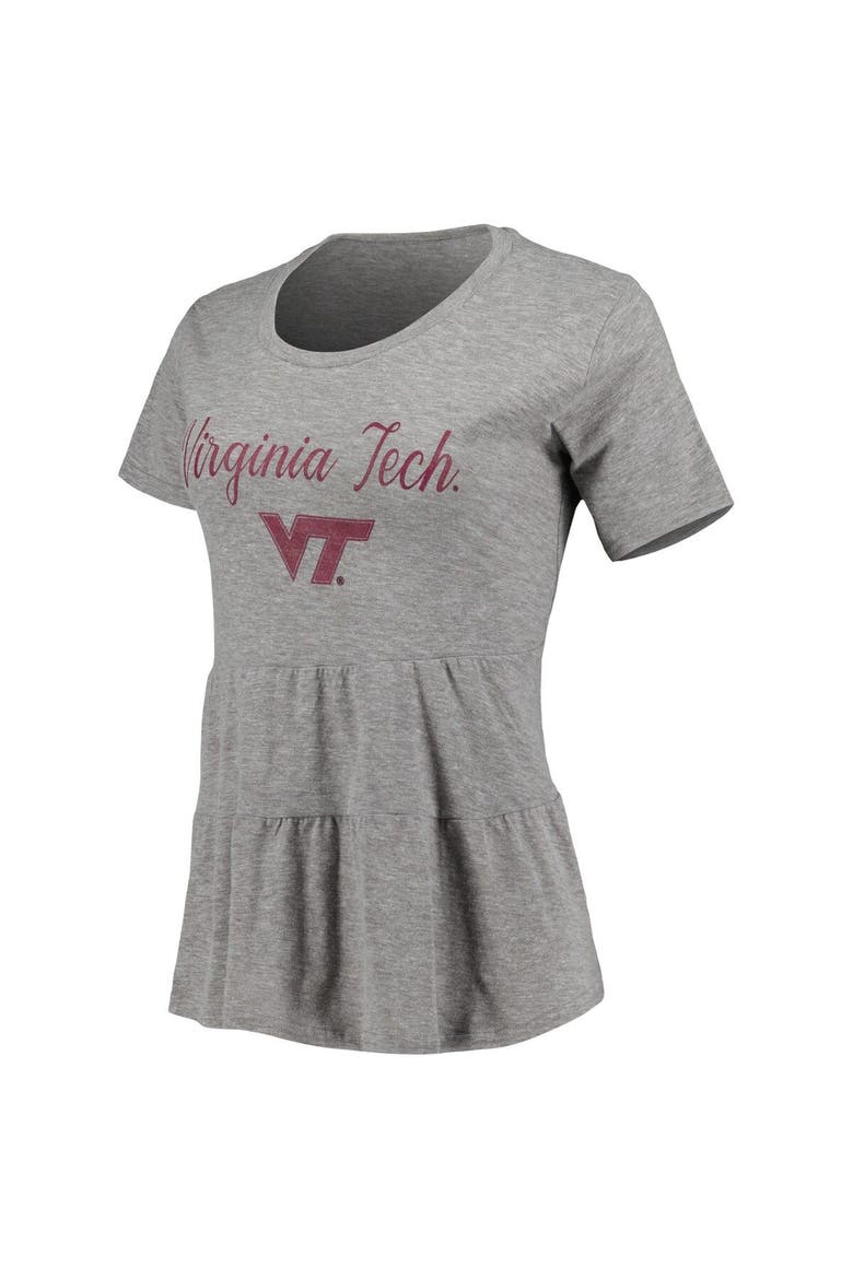 Women's Gray Virginia Tech Hokies Willow Ruffle-Bottom T-Shirt, Alternate, color, Gray