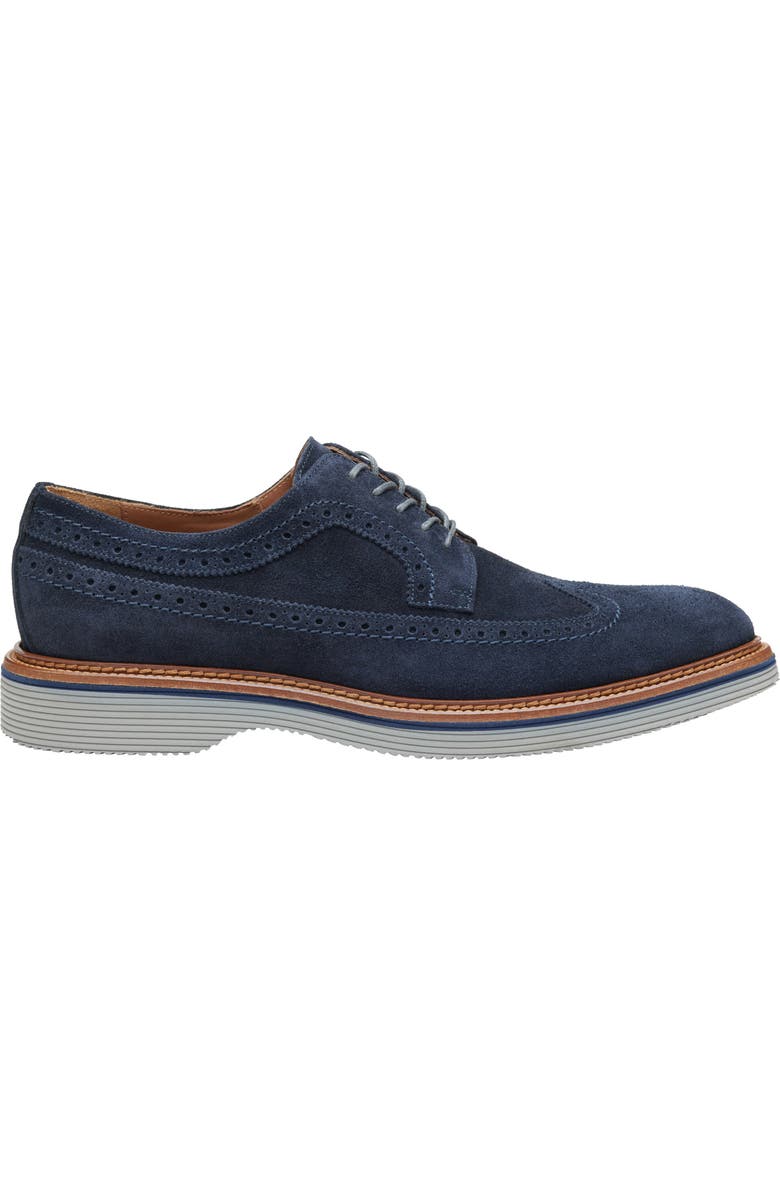 Johnston & Murphy Jenson Longwing Derby, Alternate, color, Navy European Suede