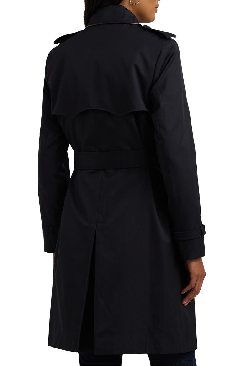 Belted Water Resistant Double Breasted Trench Coat, Alternate, color, DARK NAVY