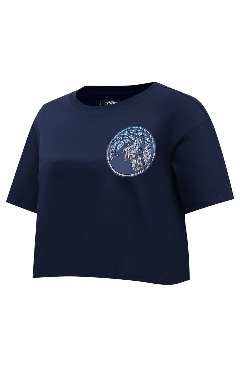 PRO STANDARD Women's Pro Standard Navy Minnesota Timberwolves Jewels Boxy Cropped T-Shirt, Alternate, color,