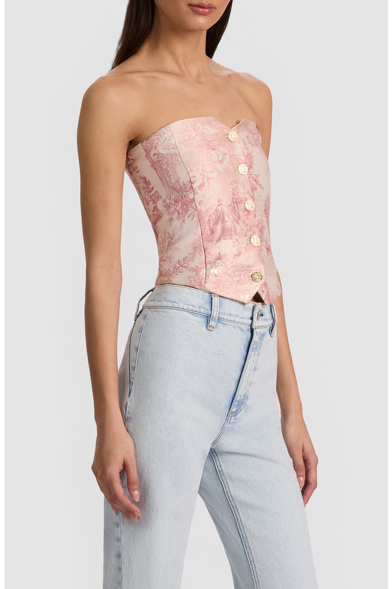 Kelcey Floral Jacquard Strapless Top, Alternate, color, ENGLISH ROSE TOILE