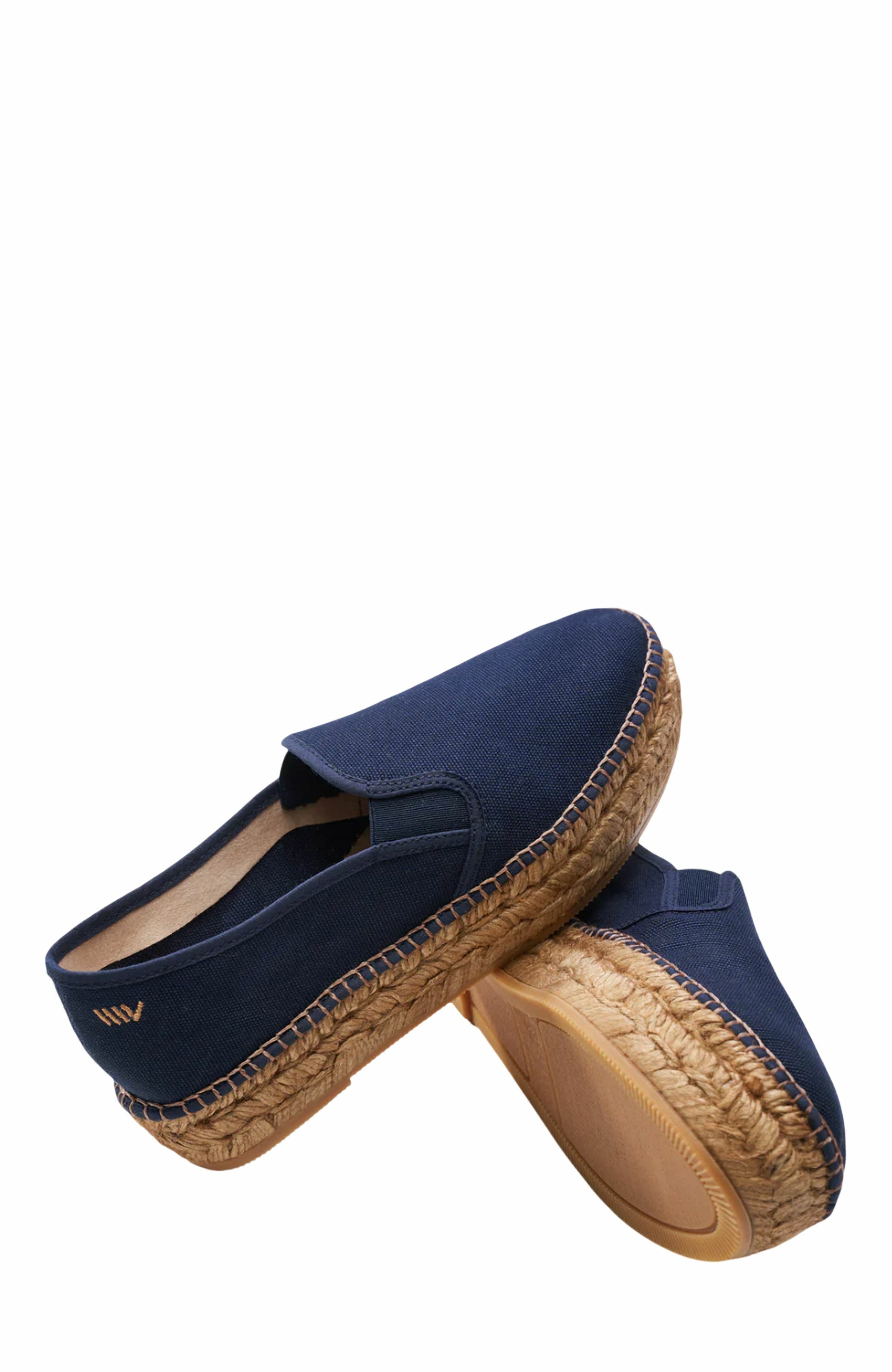 Castell Canvas Espadrille Platforms, Alternate, color, Navy Blue