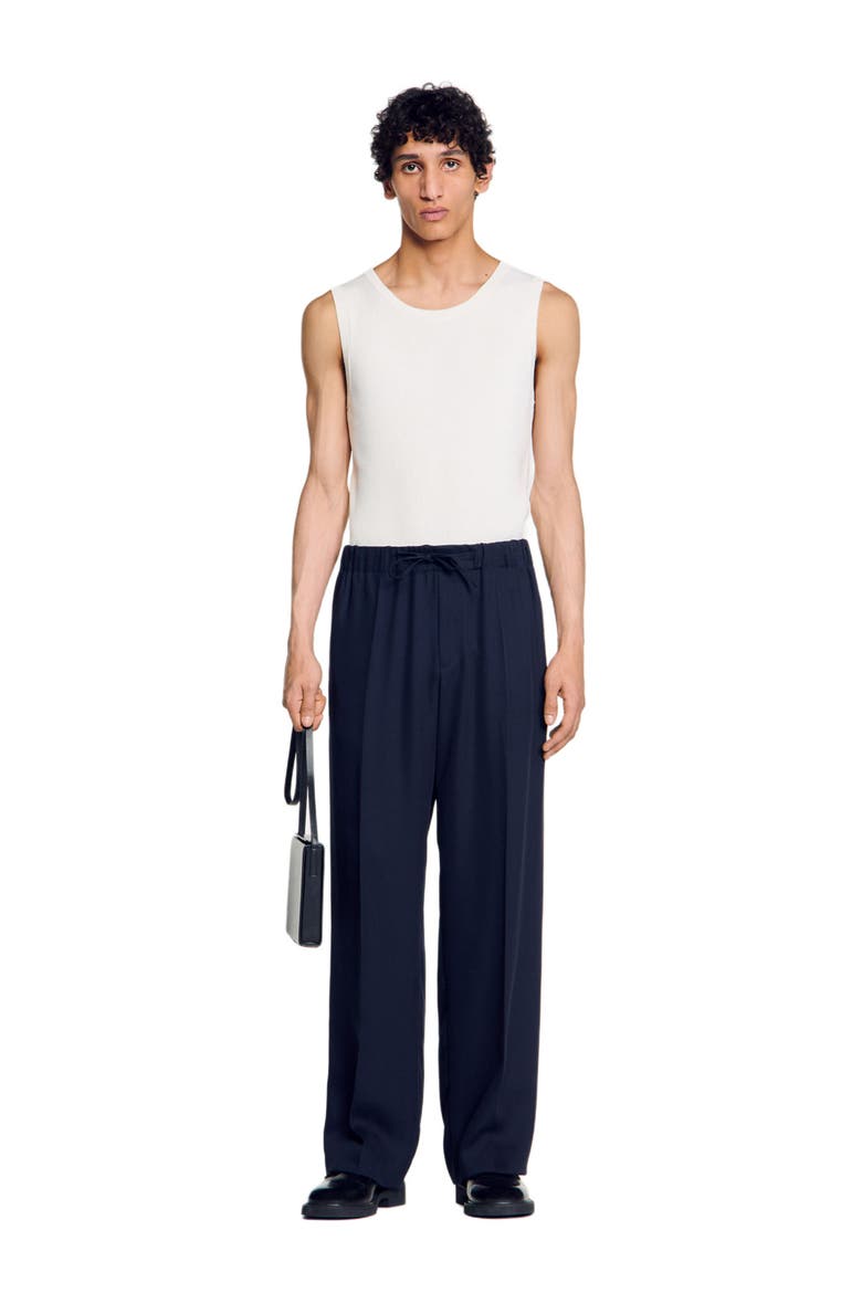 Elasticated wide-leg trousers, Alternate, color, Midnight blue